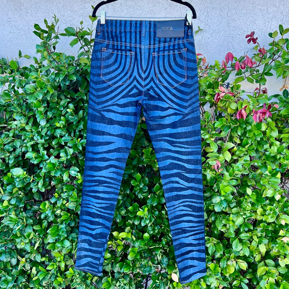 Just Cavalli Zebra Denim Jeans Blue Black High-Rise Skinny Size 27 NWT - Picture 8 of 9